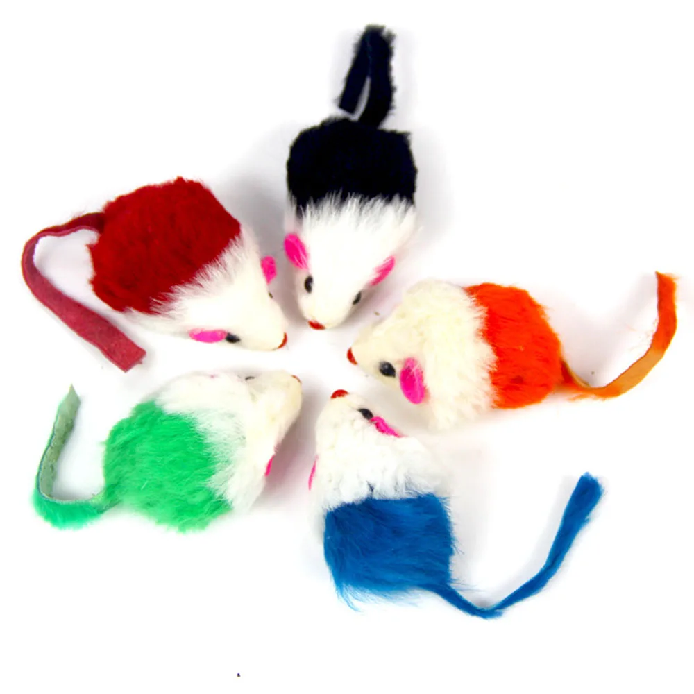10pcs Rabbit Fur False Mouse Pet Cat Toys Mini Funny Playing Toys For