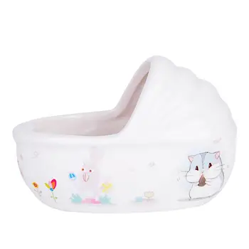 

Ceramics Small Pet Chinchilla Hamster Sand Bath Room House Bathroom Container Pet Hamster Ceramic Bath Clean Bathtub (White)