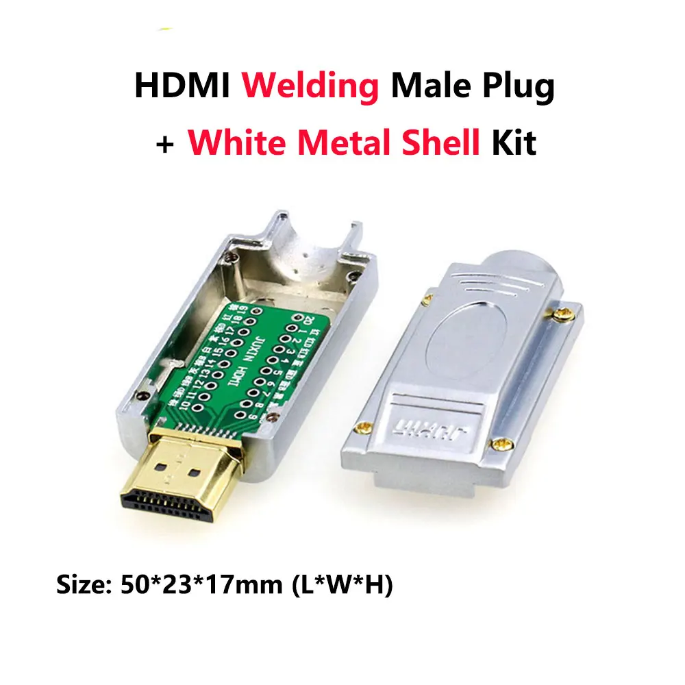 HDMI разъем без сварки HDMI 2,0 штекер DIY HD линии адаптеры поддержка 4K 2K 3D HDMI 2,0/1,4/1,3 - Цвет: Metal Weld White