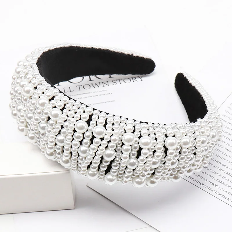Women/'s Padded Headband Pearl Sponge Velvet Hairband Hair Band Accessories Crown