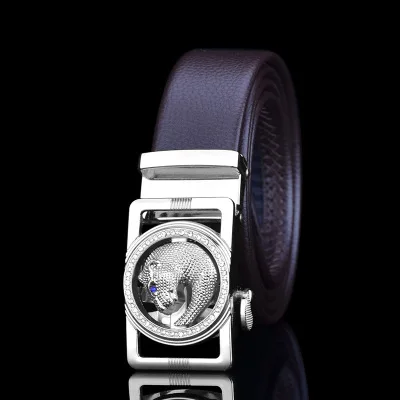 Модный бренд, кожаный ремень, деловые штаны, Ceinture Homme, Воловья кожа, пояс для брюк, автоматическая пряжка, мужская, леопардовая