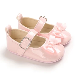 Zapatos para bebé recién nacido, zapatillas con suela de goma, mocasines para bebé recién nacido, zapatos de cuero PU para niña