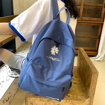 

2020 Solid Backpack Girl School Bags for Teenage College Wind Women SchoolBag High Student Bag Black Nylon Printing Sac A Dos