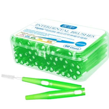 

60Pcs Push-Pull Interdental Brush Gum Interdental Teeth Gap Cleaning Brush Orthodontic Wire Brush Toothbrush Oral Care Toothpick