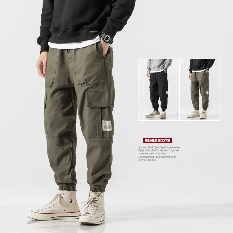 

Men's Trousers Korean Version of The Trendy Overalls Trousers Loose Cropped Pants Sports Harem Casual Pants Streetwear