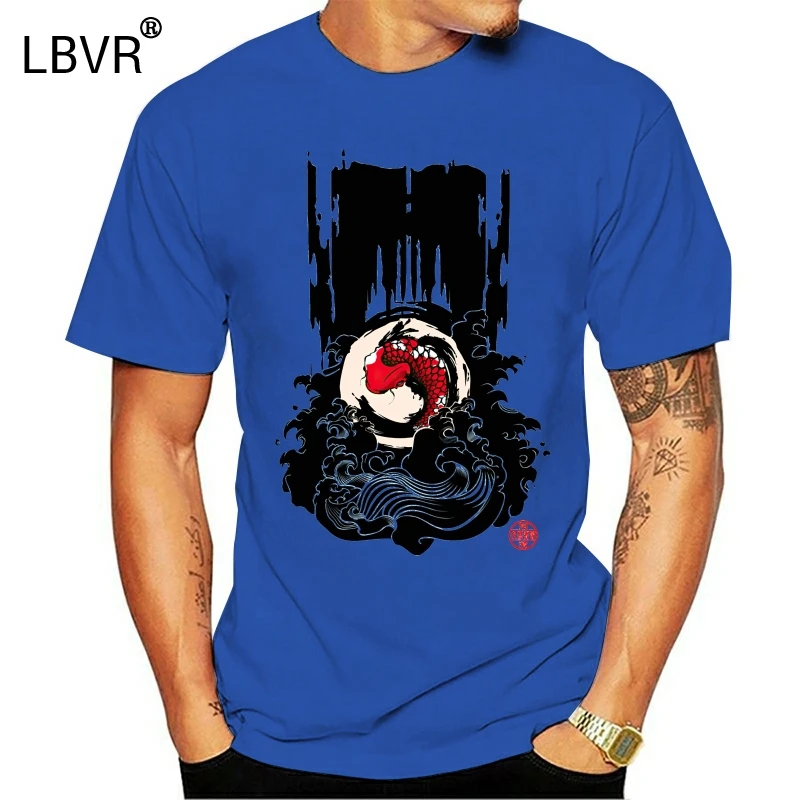 The Koi Ink Painting Image T-Shirts For Youth Man New Arrival Fashion Short Sleeve Tee Shirts Custom Own Design T Shirt On Sale | Мужская
