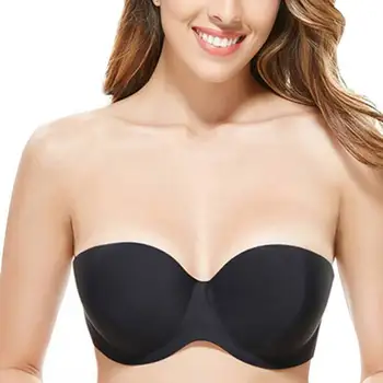 

Sexy Ladies Non-Slip Strapless Gathered Invisible Backless Bra Adhesive Push Up Bras Women Solid Color Underwear