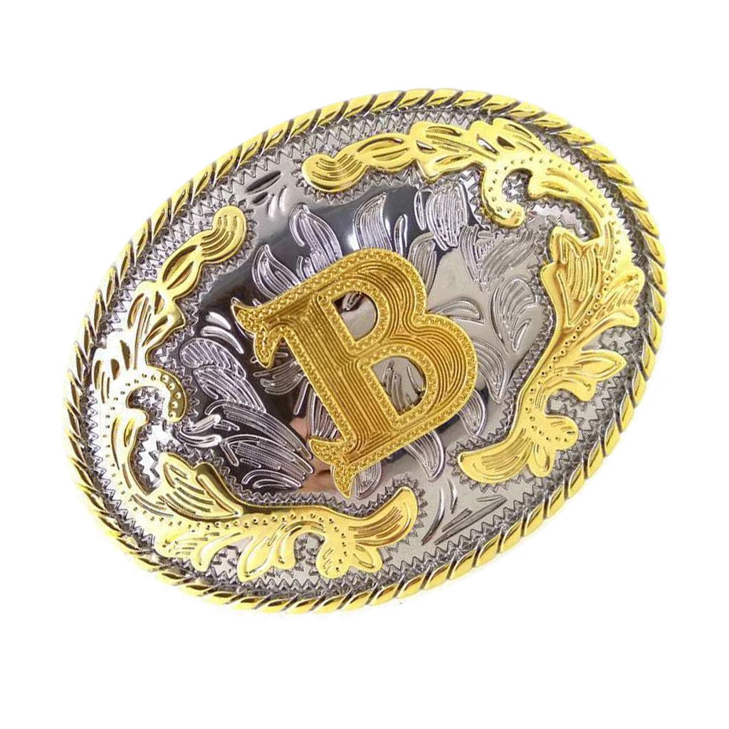 cowboy cowgirl buckle for jeans leather belt Retro Initial Letter B Belt Buckle Arabesque Pattern Zinc Alloy Fashion