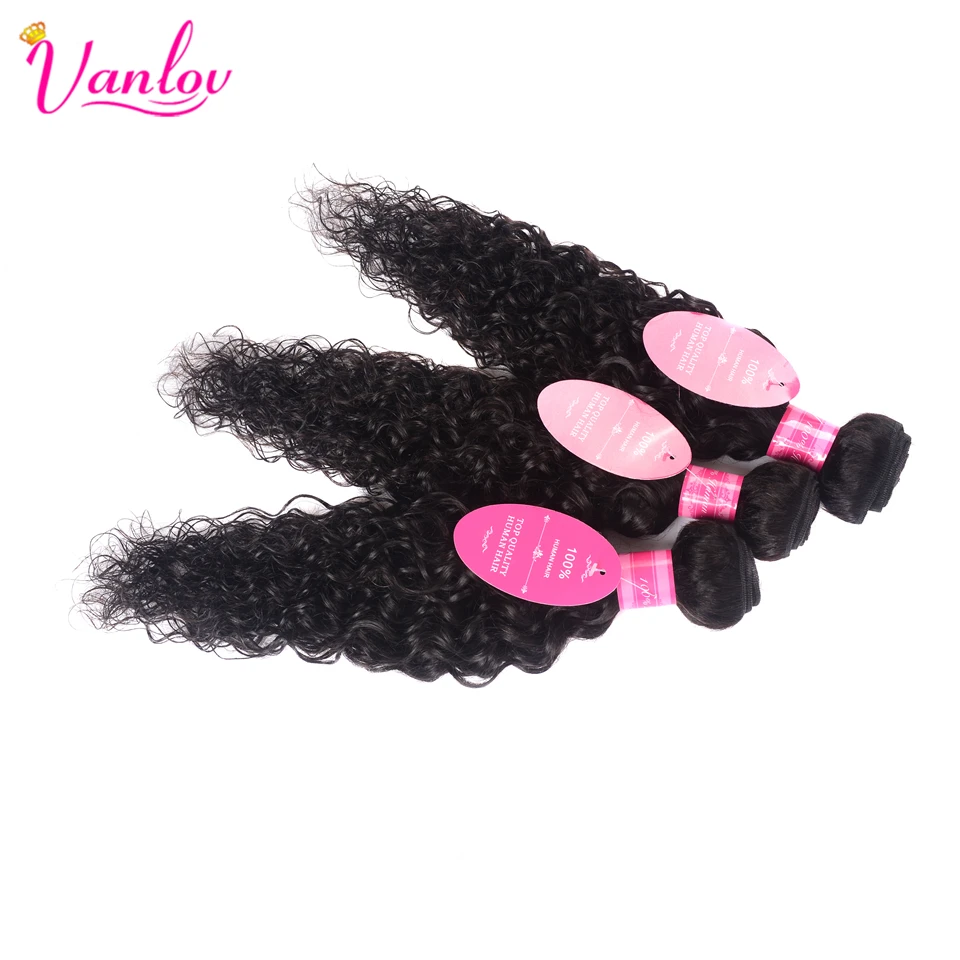 Vanlov перуанский волос комплект s волна воды s 100% натуральные волосы Weave Jet черный цвет один 3 4 предложения Remy
