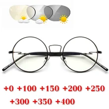 Анти-УФ, круглая форма, женские фотохромные солнцезащитные очки, очки для чтения, Для мужчин, очень легкая дальнозоркости очки для чтения 1,25 1,75 2,75 NX