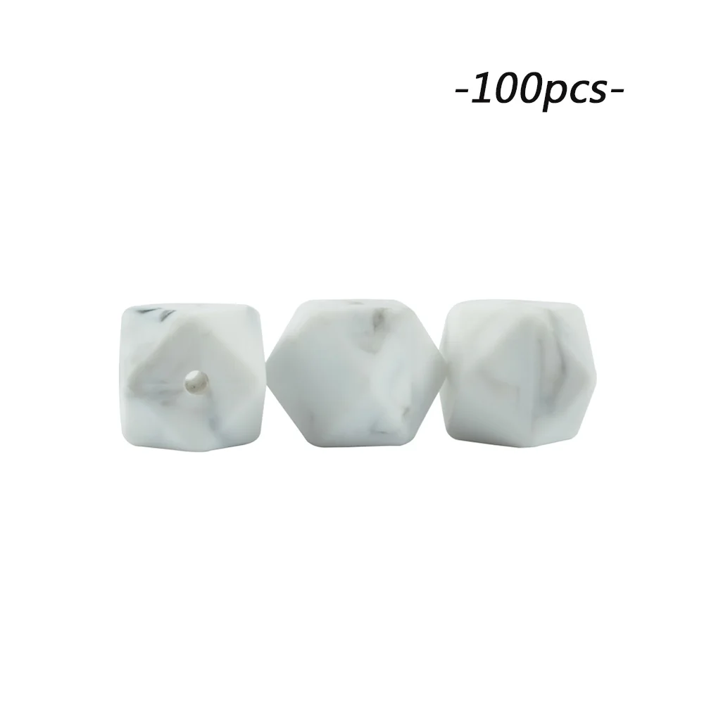 marble LOFCA 100 шт мини шестигранные силиконовые бусины 14 мм детский прорезыватель BPA Бесплатные ожерелья своими руками пустышки цепи Прорезыватели для зубов - Цвет: marble