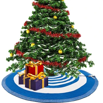 

122cm Christmas Tree Skirt Carpet Knitted Stripe Floor Mat Cover Merry Christmas Tree decor Base for Christmas New Year Party