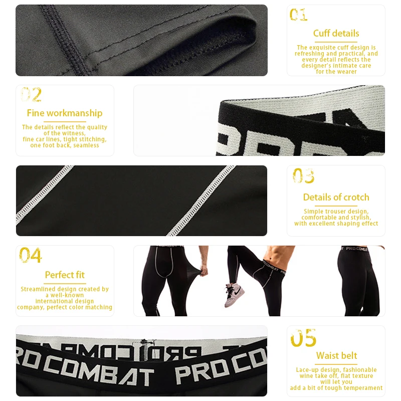 Compression Pants Mens Gym Leggings Sport Training Pants Men Running Tights Trousers Men Sportswear Dry Quick Fit Jogging