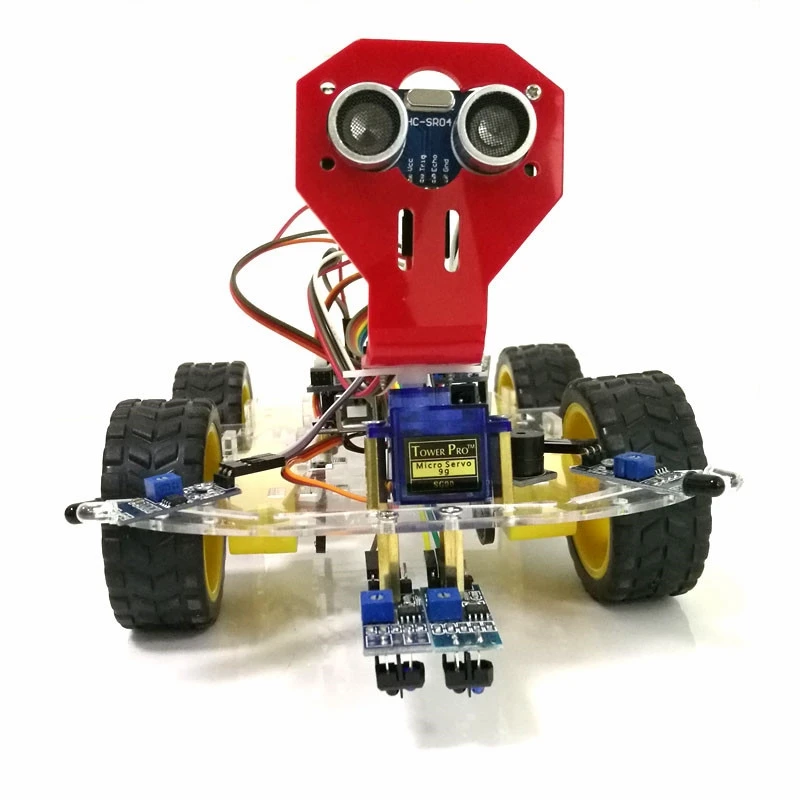 DIY 4WD робот шасси автомобиля комплект с UNO R3 доска и двигатель привод щит доска + беспроводной контроль отслеживания препятствий