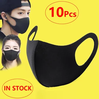 

10Pcs/Pack Washable Mouth Mask Face Breathing Mask Cycling Anti Dust Environmental Mouth Mask Respirator Reusable Black Mask