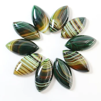 

Natural Stone Green Striped Agates Beads Marquise Cabochons Stone Pendant 15x30mm For Jewelry Making