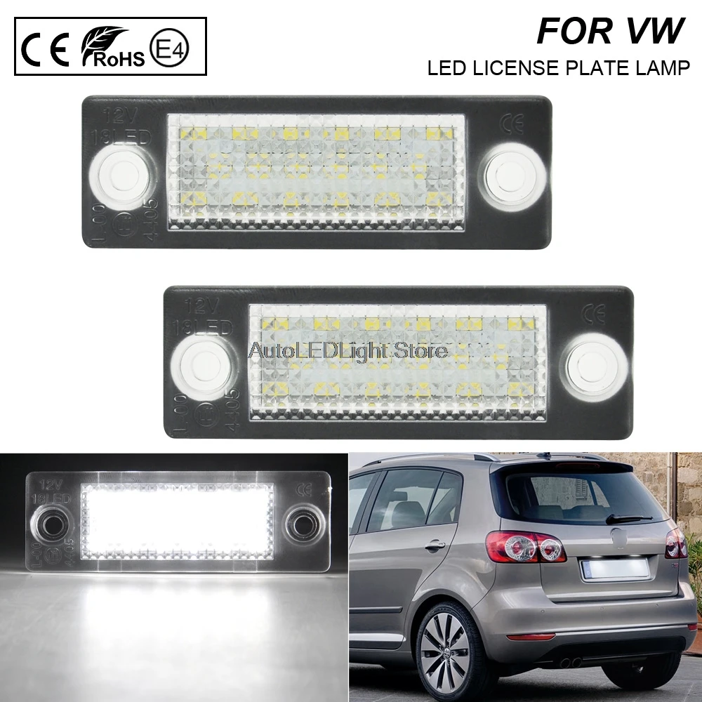 

2pcs Car LED License Number Plate Light Lamp Clear Light For Golf Plus Passat B5 B6 Candy Jetta