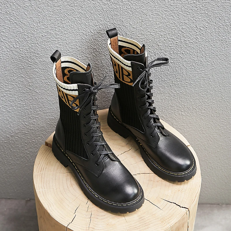 Zapatos De Mujer; коллекция года; женская обувь; Зимние ботильоны на платформе; модные однотонные черные женские ботинки на шнуровке; женская обувь; botas mujer