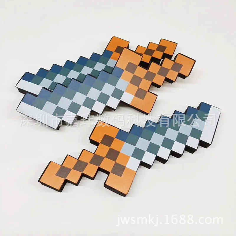 Minecraft Creative Sword Foam Model Toy Mosaic Diamond Sword Game Props EVA Small Diagonal Knife Toy Birthday Gift for Kids afbeelding