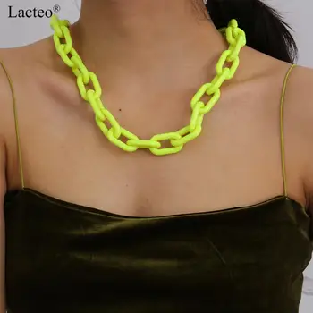 

Lacteo 2020 Fashion Acrylic Acetic Acid Choker Necklace 6 Color Resin Collar Chunky Thick Long Necklaces Jewelry for Women