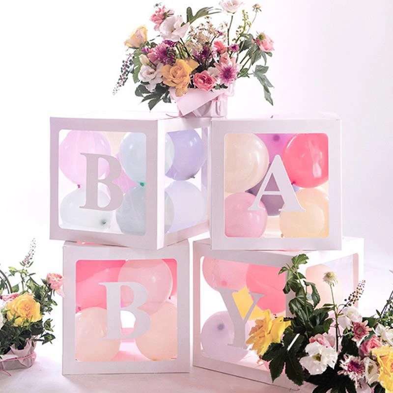 

4pcs/lot Balloons Boxes DIY Transparent Box Latecx Balloons Baby Love Letter Wedding Birthday Party Baby Shower Decor Supplies