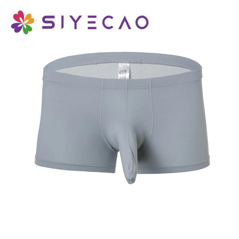 Sexy Men Underwear Mens Underwear Cuecas Boxer Ice Silk Elephant Nose Big Pouch Male Mid-rise Boxer Shorts Panties Underpants