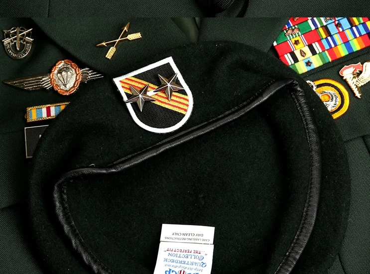 US Army Special Forces Group Wool Green Beret 5th Group 2 Star Major ...