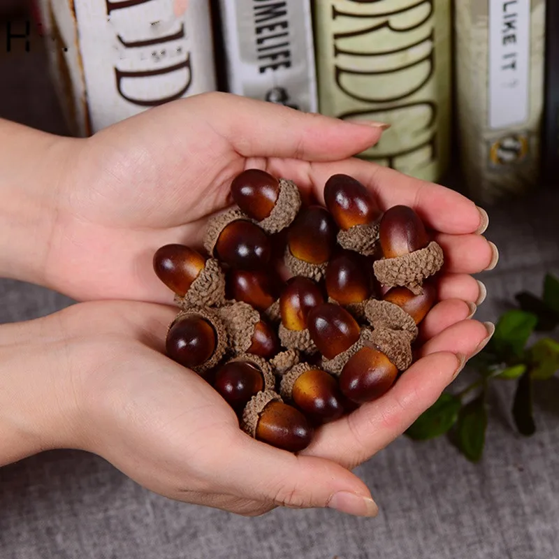 

SUEF 10Pcs Artificial Simulation Mini Acorn Oak Nut Fake Fruit Ornament Home Decor Super Vivid Realistic Artificial Fruits