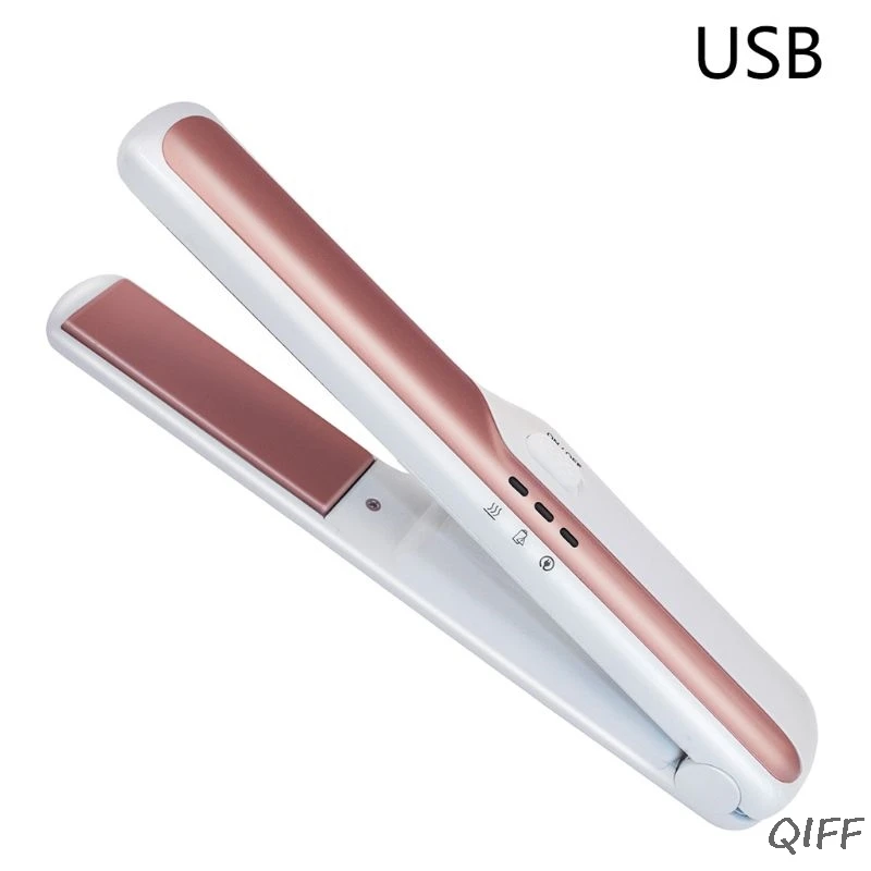 W 2в1 мини беспроводной Выпрямитель волос бигуди USB Перезаряжаемый выпрямитель волос - Цвет: W
