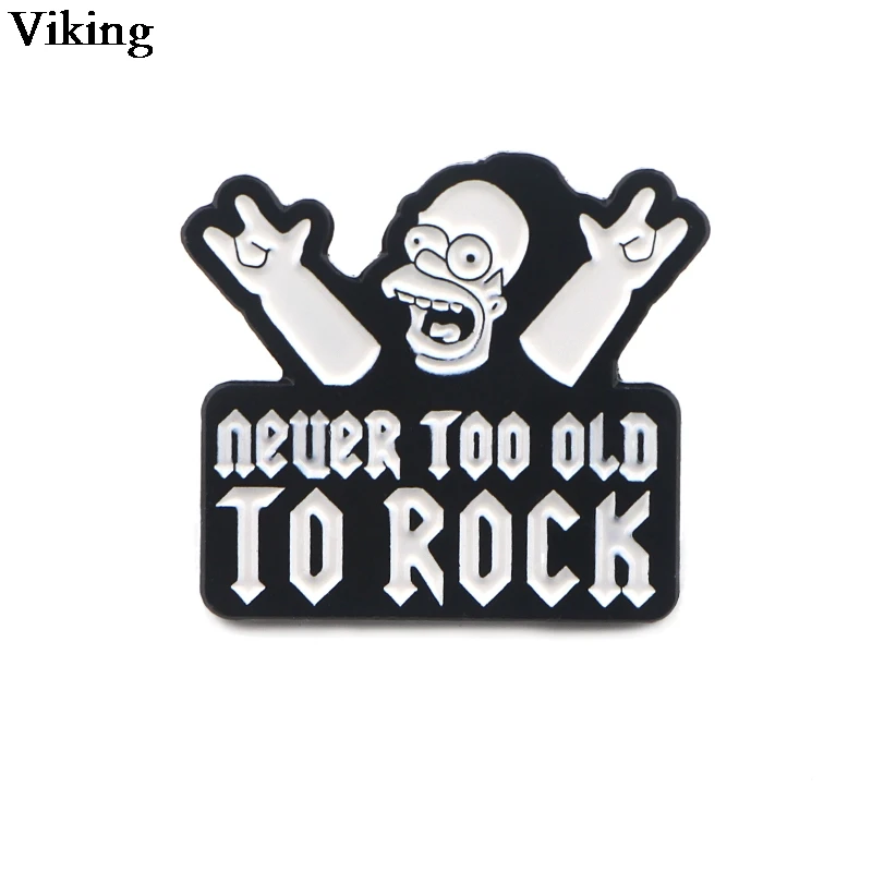1 шт. эмалированная брошь на рюкзак с надписью Never Too Old To Rock булавка лацкане