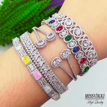 

missvikki 2020 Delicate Mix and match stackable Bangle Ring Set For Women Full Micro Cubic Zircon Pave Party Bridal Wedding