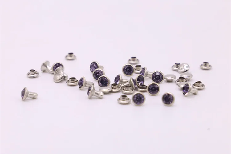 Description Picture 3 of item30-100Sets 6mm Color Crystal Trim Rhinestone Garment Rivets Diamante Studs DIY Crafts Leather Bag Decor Spikes Glass Drill Nail