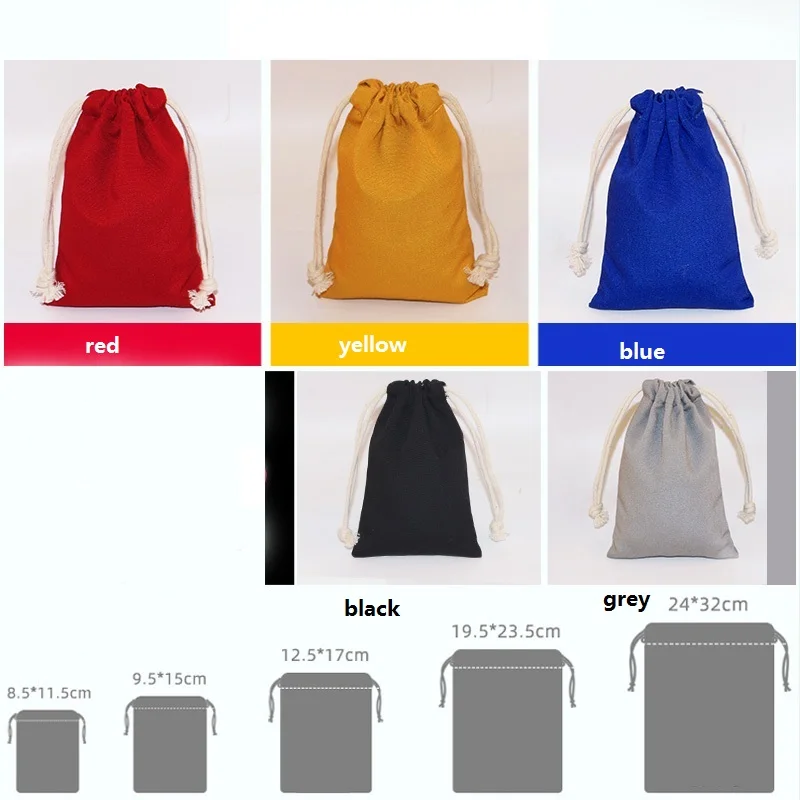 20 Pcs/lot High Quality Colourful Cotton Linen Bags Drawstring Gift Pouches For Jewelry Makeup Christmas Packaging Can Make Logo