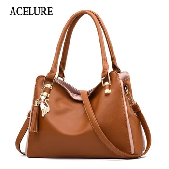 

ACELURE Cute Cat Pendant Casual All-match Shoulder Crossbody Bags Soft PU Leather Clutch Bags High-capacity Women Handbags
