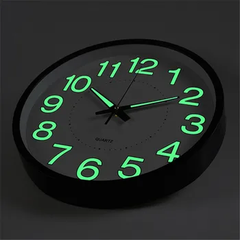 

12 Inch Luminous Wall Clock Modern Design Minimalist Round Clock Plastic Mute Quartz White Clocks Home Decoration Living Room