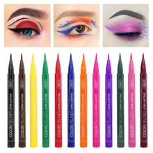 12 цветов Подводка для глаз жидкая водостойкая легко носить макияж матовая подводка для глаз Синий Красный Зеленый Белый Золотой коричневый Eyliner