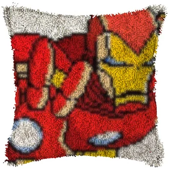 

Latch Hook Cushion Ironman Home Decor Cushion Cover Pattern Pillow Case Crochet Art & Crafts AcrylicEmbroidery Sofa Bed