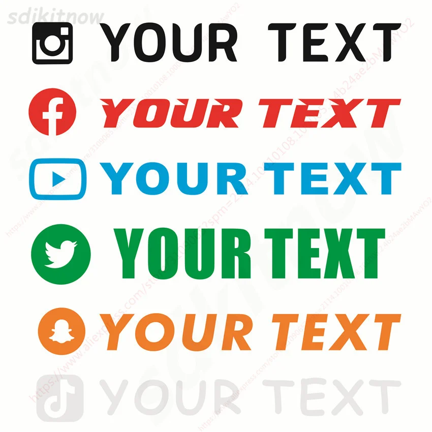Custom Text WEBSITE FACEBOOK Instagram logo your name twitter YouTube Snapchat Twitch VK NICKNAME Window Lap Decal car sticker | Автомобили