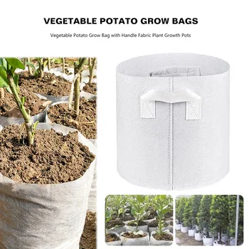 

Growing Box Round Pot Container 5xPotato Grow Bag with Handle Non-woven Fabric Plant Growth Round Seedling Pots