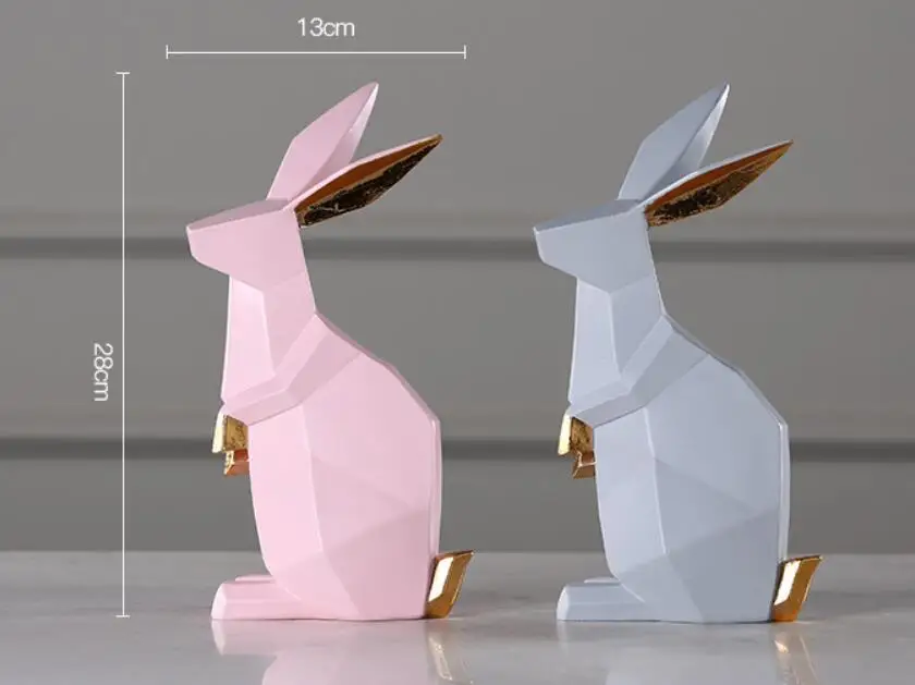  Geometric Sculpture Handicraft Resin Origami Bear Furniture Bedroom Study Decoration Rabbit and Cat - 4000207862789