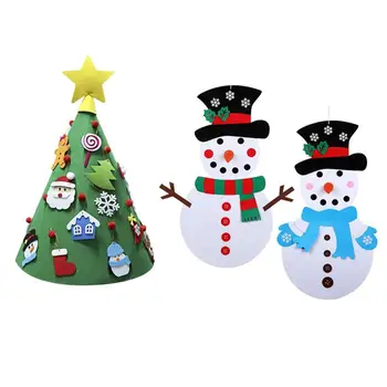 

3 Sets Pendant Felt Christmas Snowman Creative Tree Decorative Decor Crafts Pendant for Home Wedding Door Party Wall