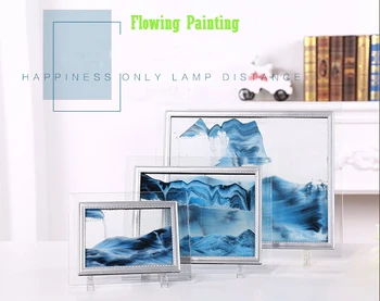 

Creative Quicksand Flow Landscape Painting Moving Sand With Picture Frame Painting Glass Photo Desk Ornaments 3D Vision Gift