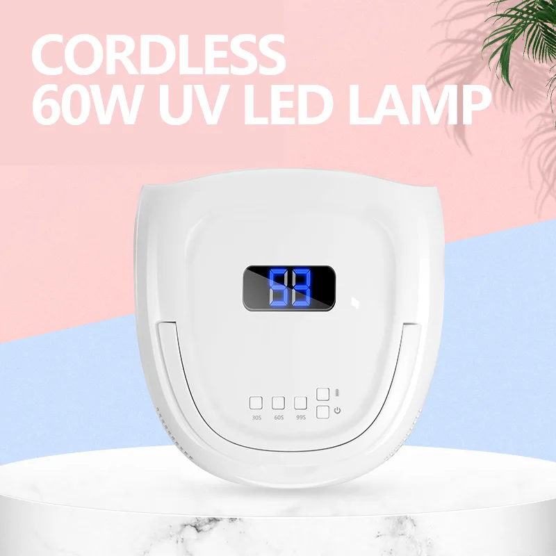 

DIY High Power Cordless Led Nail Lamp Rechargeable Nail LED Lamp Wireless Nail Art Dryer Gel Curing Light Manicure 60W Tools