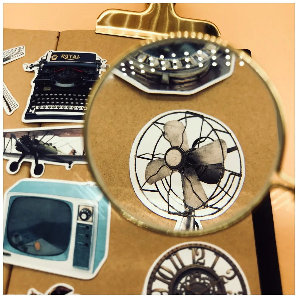 27Pcs/Set Travel Vintage Plane Fan Television Sticker DIY Craft Scrapbooking Album Junk Journal Planner Decorative Stickers