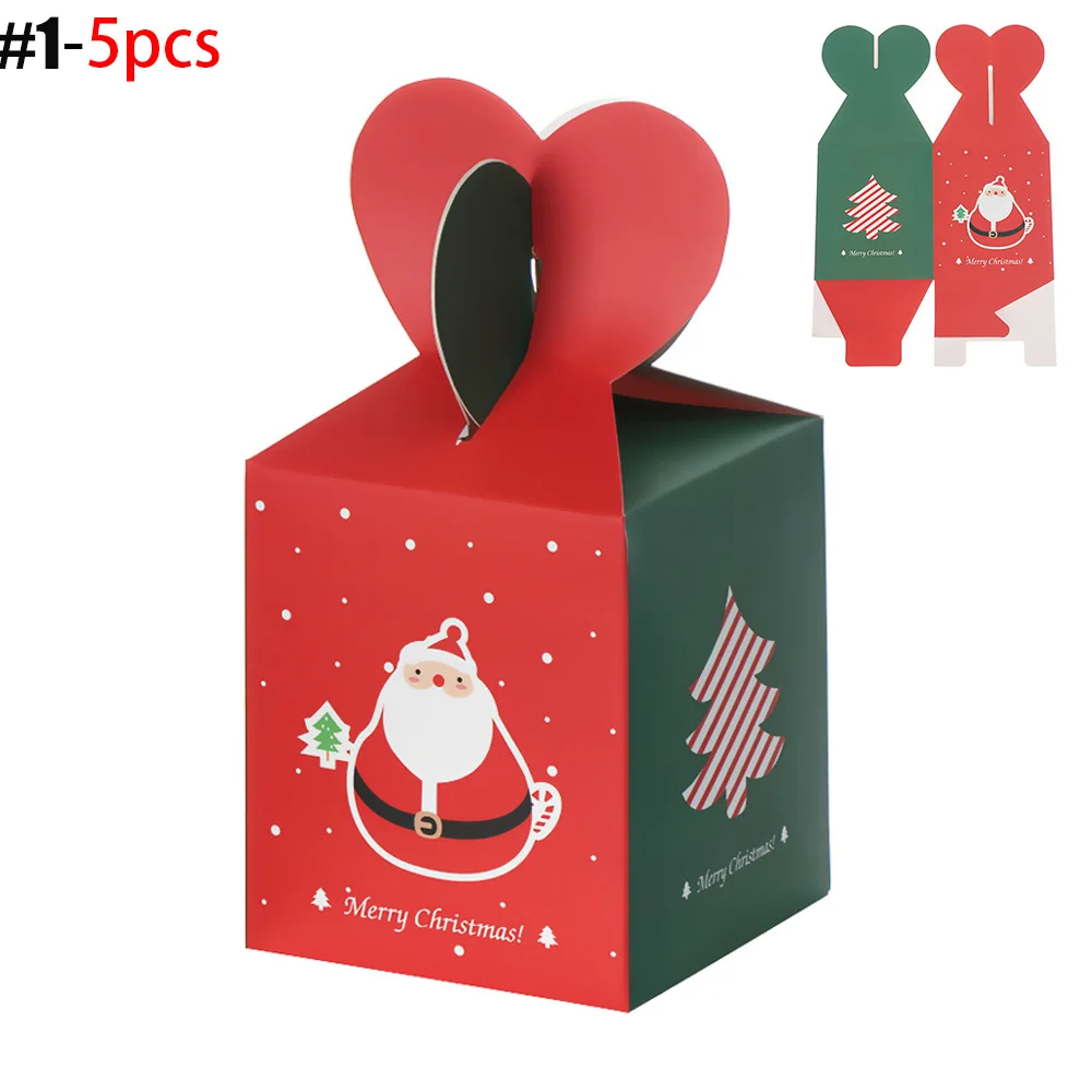 1/5/10 шт, рождественские полосатые Стиль Apple коробка специальный канун Рождества печенье коробка подарка упаковывая Коробка конфета в виде снеговика коробка - Цвет: 1-5PCS