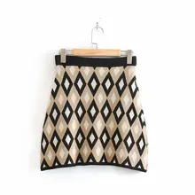 QZ1106 Европейский Для женщин с эластичной резинкой на талии, клетка, жаккард, свитер и юбка Saias