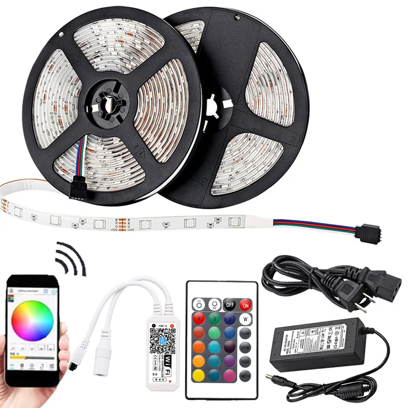 

Smart RGB LED Strip Light WIFI SMD 5050 Waterproof Tape DC12V Ribbon led Lighting Flexible LED Strip Lamp IR WIFI Controller