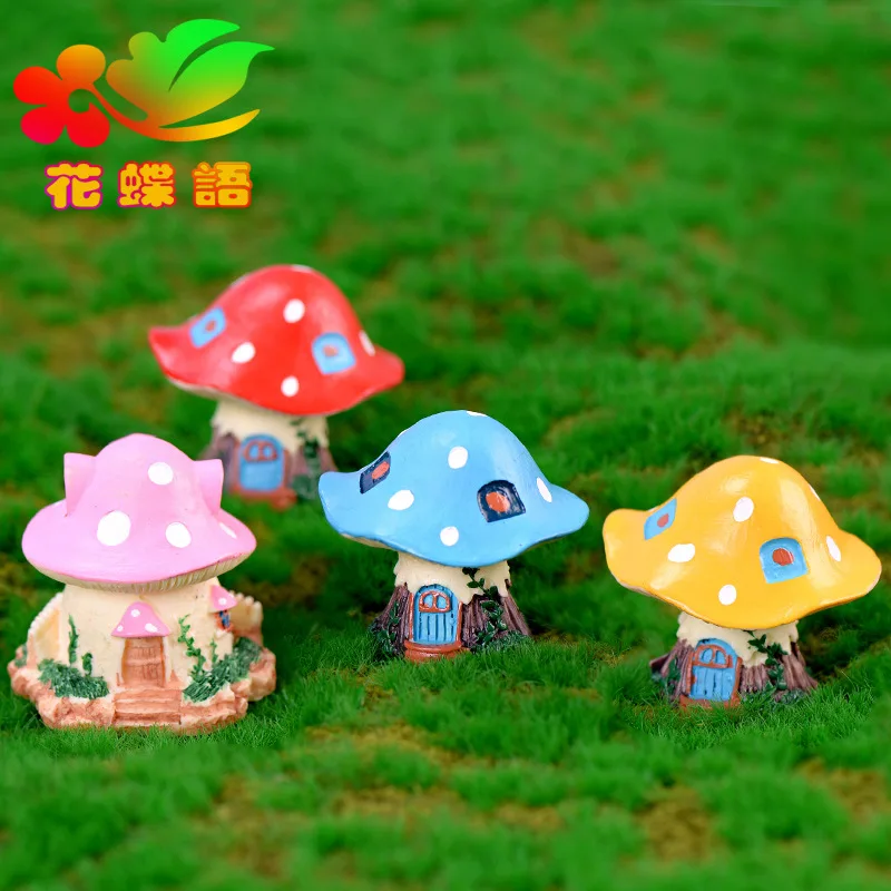 รูปสินค้า สวนที่มีสีสันเห็ดตกแต่งบ้าน Miniacture ตุ๊กตาเรซิ่นหัตถกรรมตุ๊กตาเล็กๆ Fairy World Bonsai Garden เครื่องประดับ