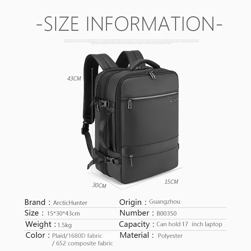 ARCTIC HUNTER Man Large Backpack Fit 17 