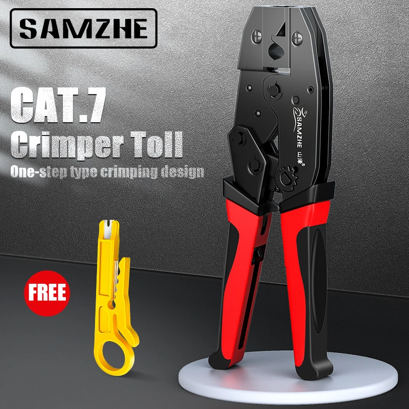 SAMZHE CAT7 Crimper Tool Crimping Plier Network Professional Crimper for Cat 7 Cat6 cat 5 STP Modular Plugs afbeelding